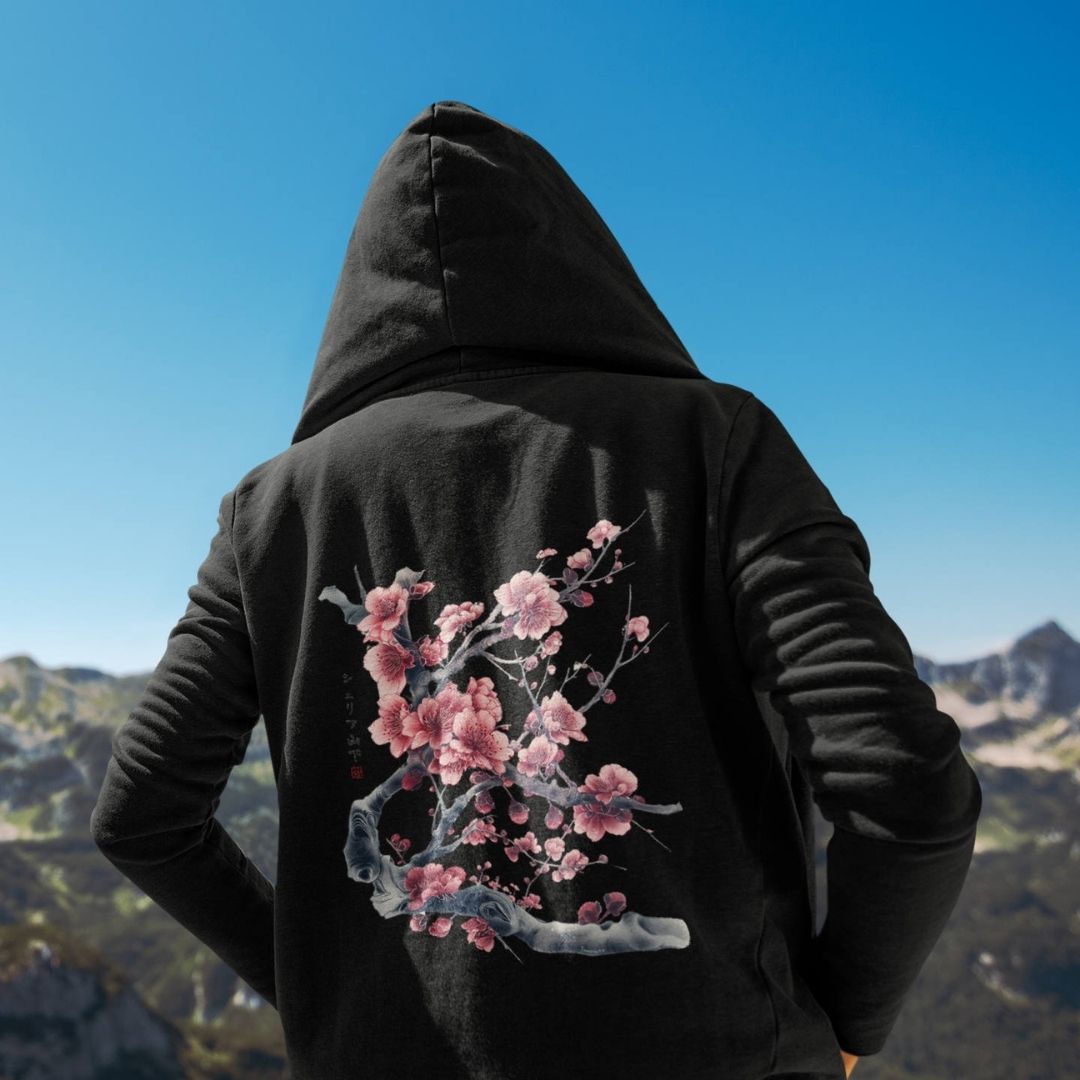 SAKURA – Visible Sign Hoodie (Unisex, Schwarz, Backprint) | YAMASHITA
