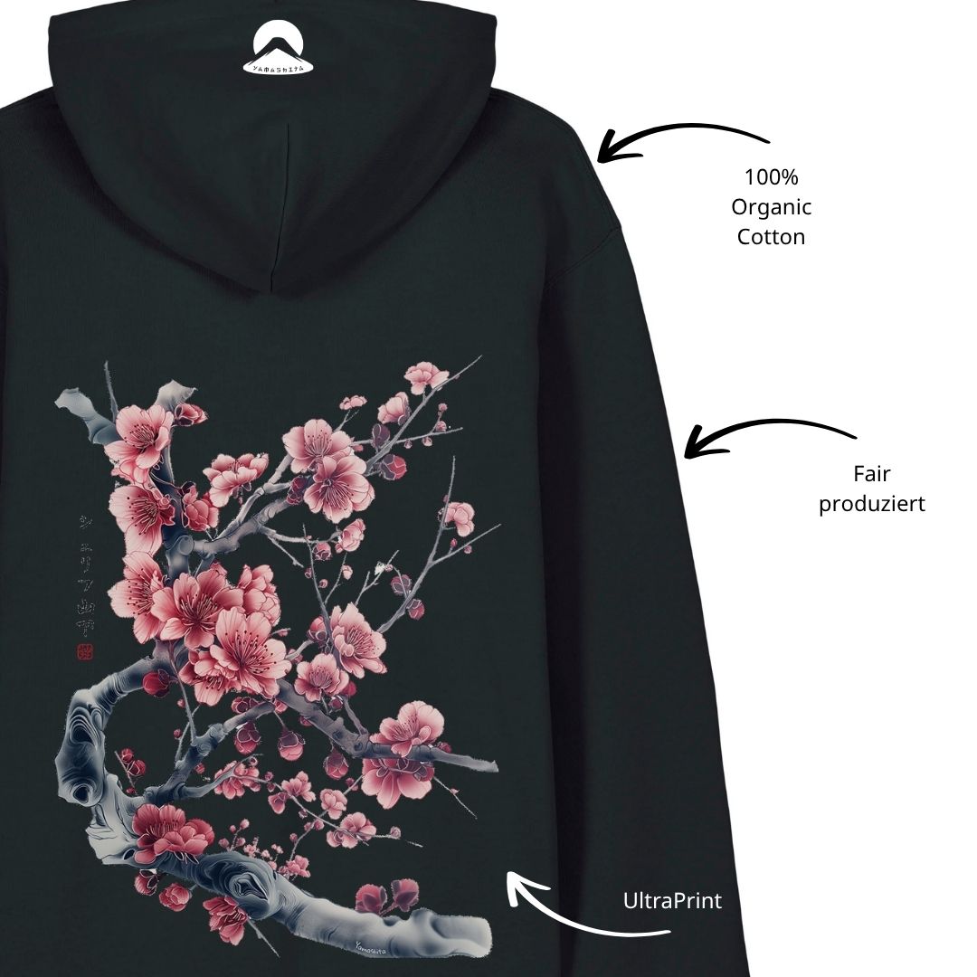 SAKURA – Visible Sign Hoodie (Unisex, Schwarz, Backprint) | YAMASHITA