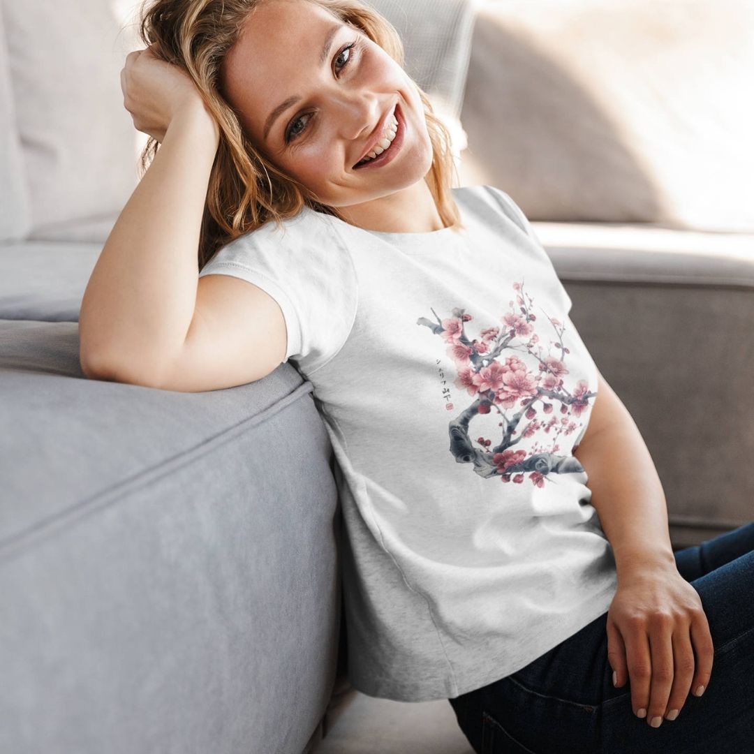 SAKURA – Visible Sign T-Shirt (Damen, Weiß) | YAMASHITA