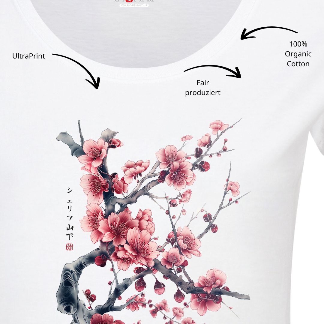 SAKURA – Visible Sign T-Shirt (Damen, Weiß) | YAMASHITA