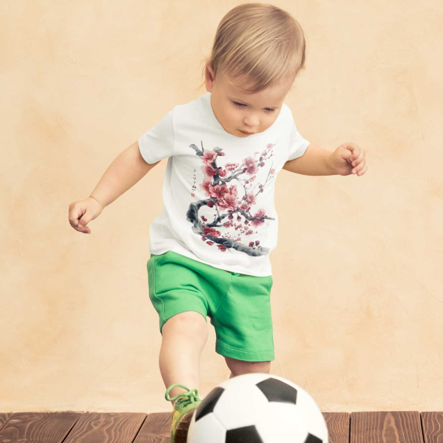 Japan Kirschblüten Kinder Premium T-Shirt "Cherry Blossom - Sakura" im Tattoo-Style von YAMASHITA in weiss