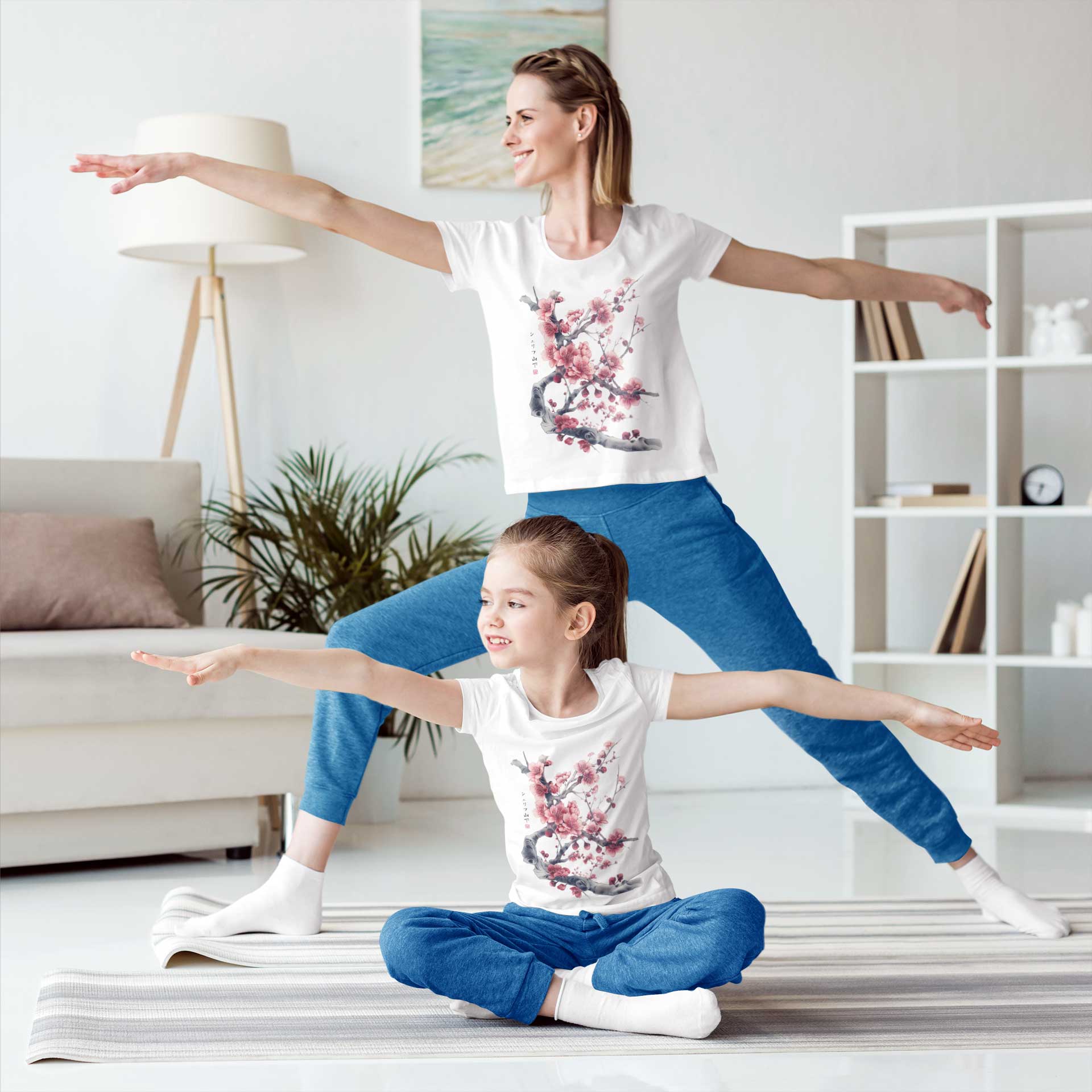 Japan Kirschblüten Kinder Premium T-Shirt "Cherry Blossom - Sakura" im Tattoo-Style von YAMASHITA in weiss