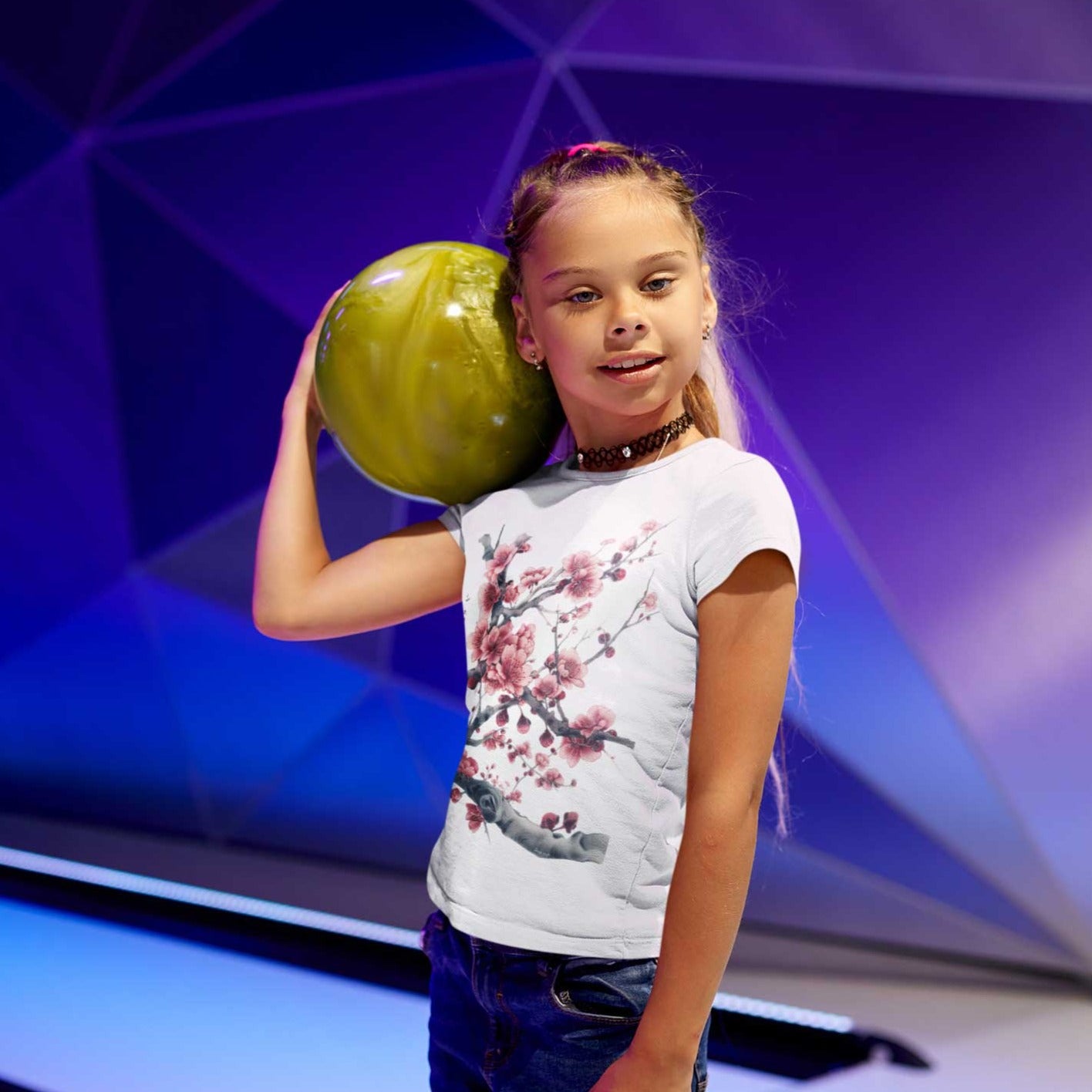 Japan Kirschblüten Kinder Premium T-Shirt "Cherry Blossom - Sakura" im Tattoo-Style von YAMASHITA in weiss