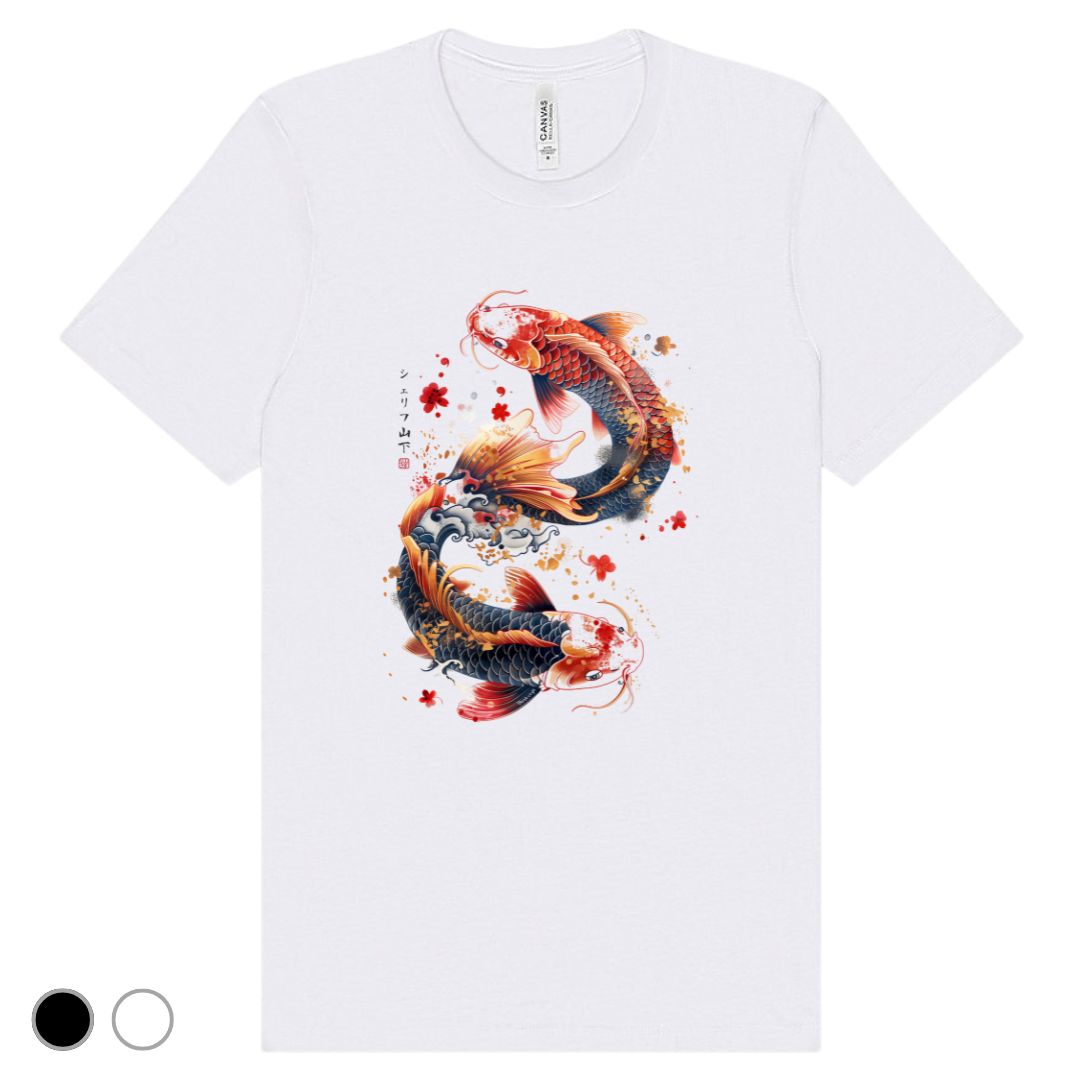 Japan Dancing Koi Unisex T-Shirt im Tattoo-Style von YAMASHITA