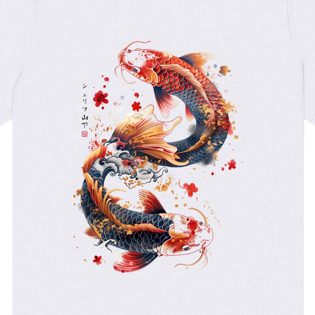 Japan Dancing Koi Unisex T-Shirt im Tattoo-Style von YAMASHITA