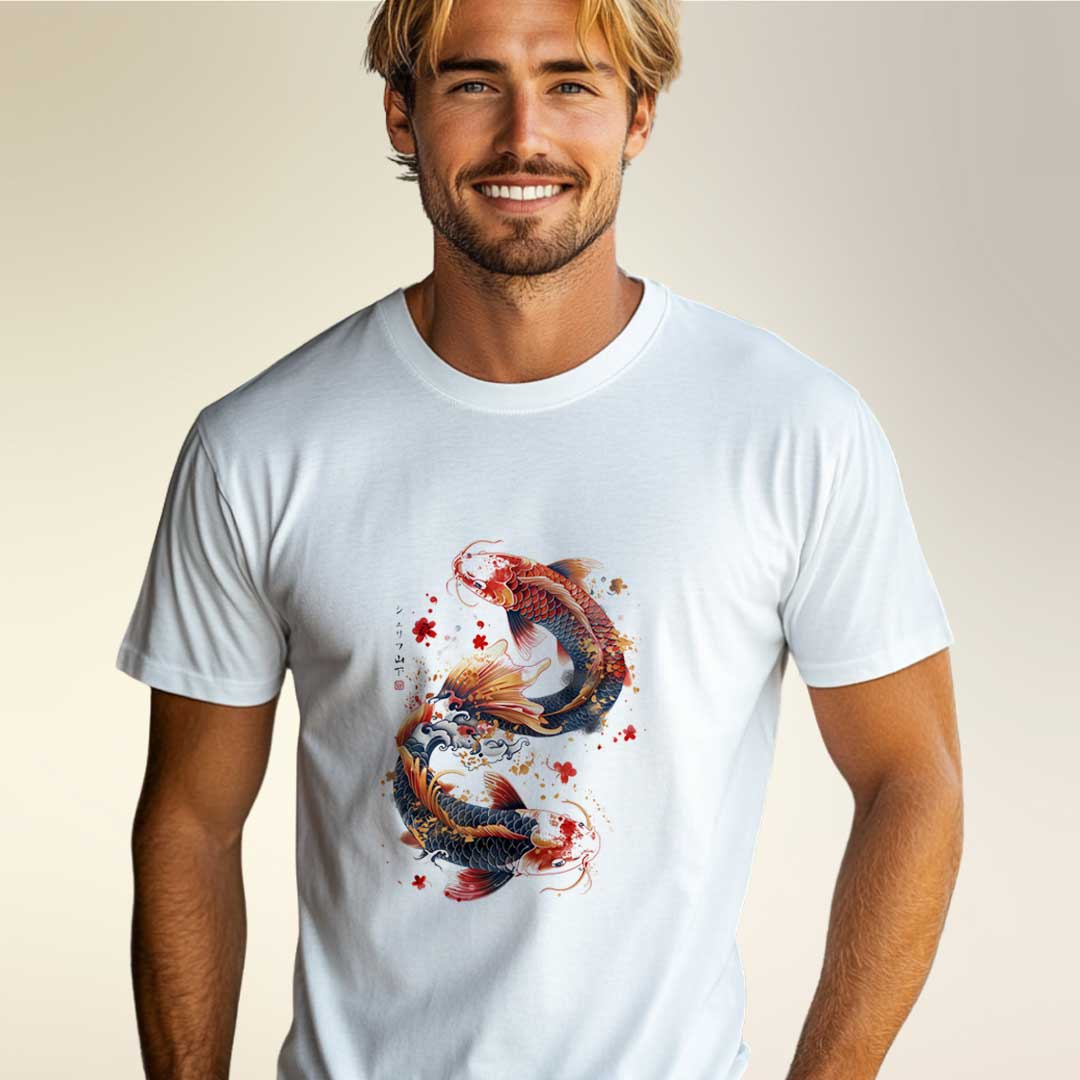 Japan Dancing Koi Unisex T-Shirt im Tattoo-Style von YAMASHITA