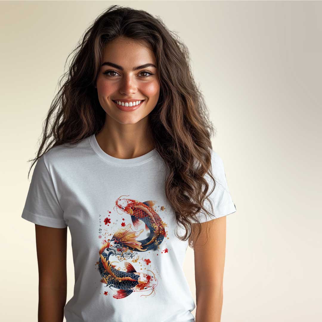 Japan Dancing Koi Unisex T-Shirt im Tattoo-Style von YAMASHITA