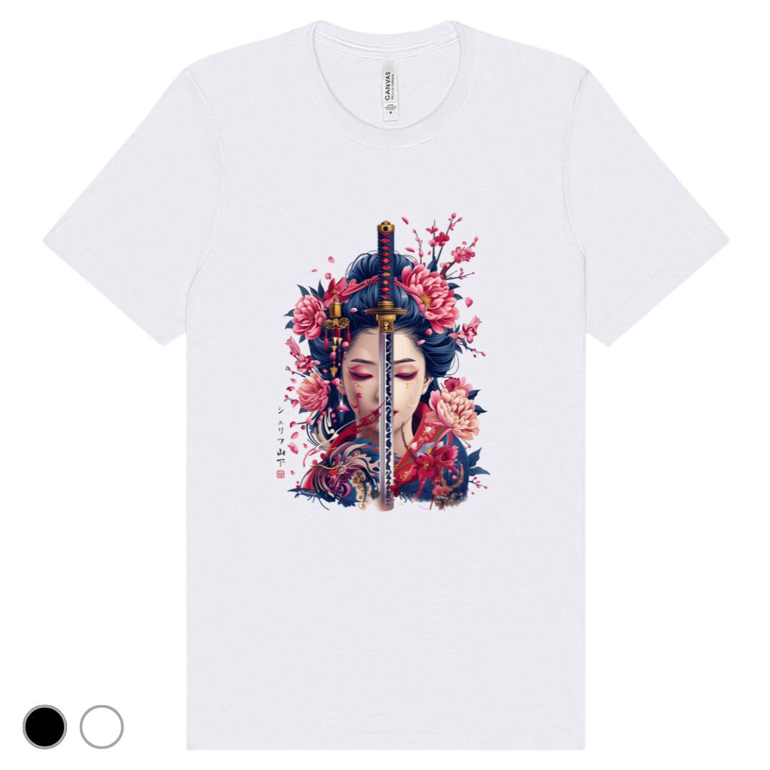 Japan Geisha & Sword Unisex T-Shirt im Tattoo-Style von YAMASHITA