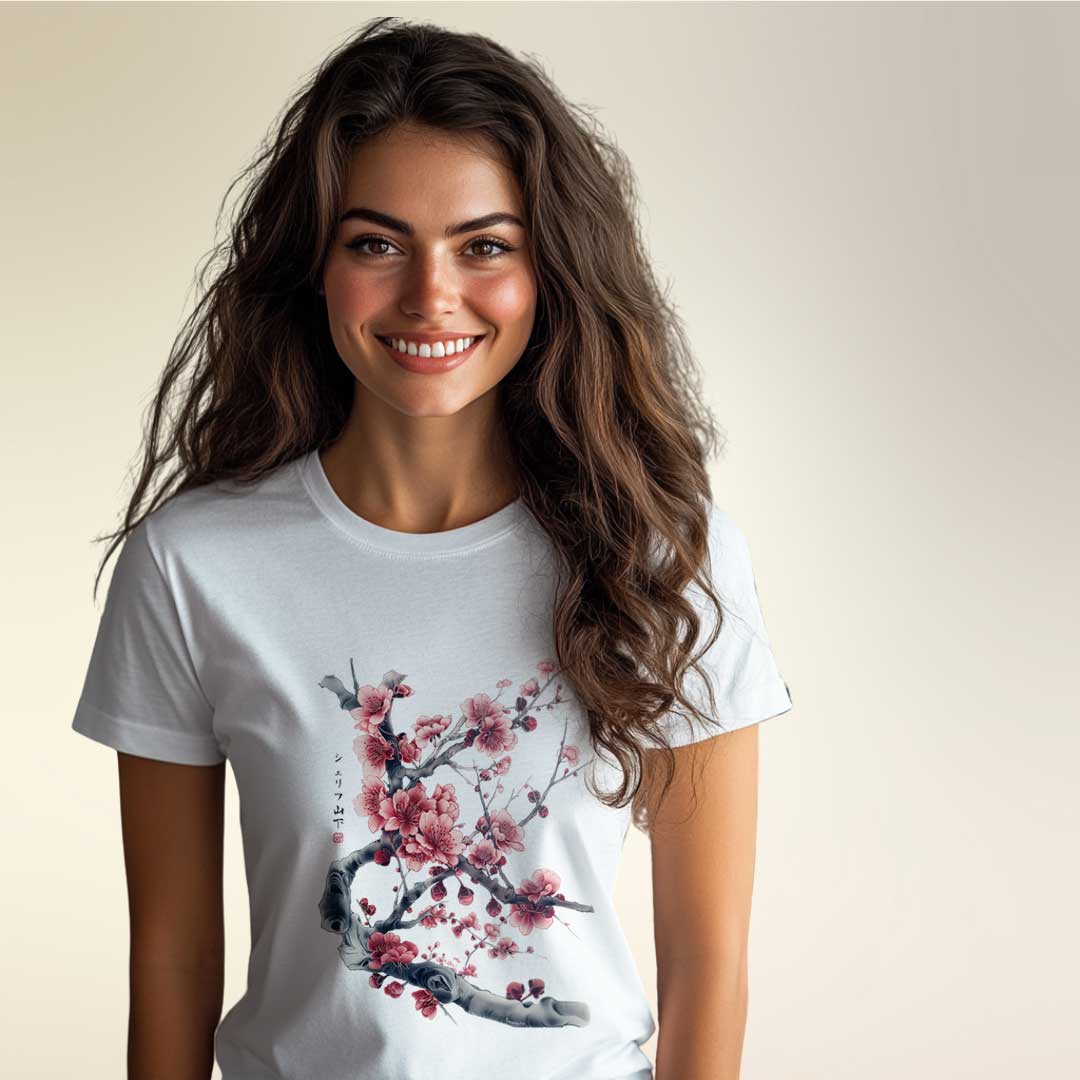 Japan Sakura Cherry Blossom Unisex T-Shirt im Tattoo-Style von YAMASHITA