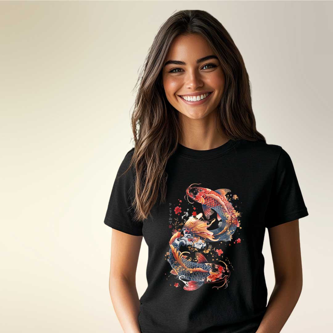 Japan Dancing Koi Unisex T-Shirt im Tattoo-Style von YAMASHITA