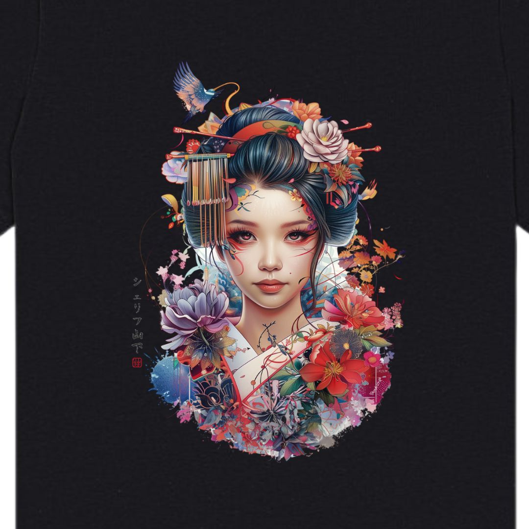 Japan Geisha Unisex T-Shirt im Tattoo-Style von YAMASHITA