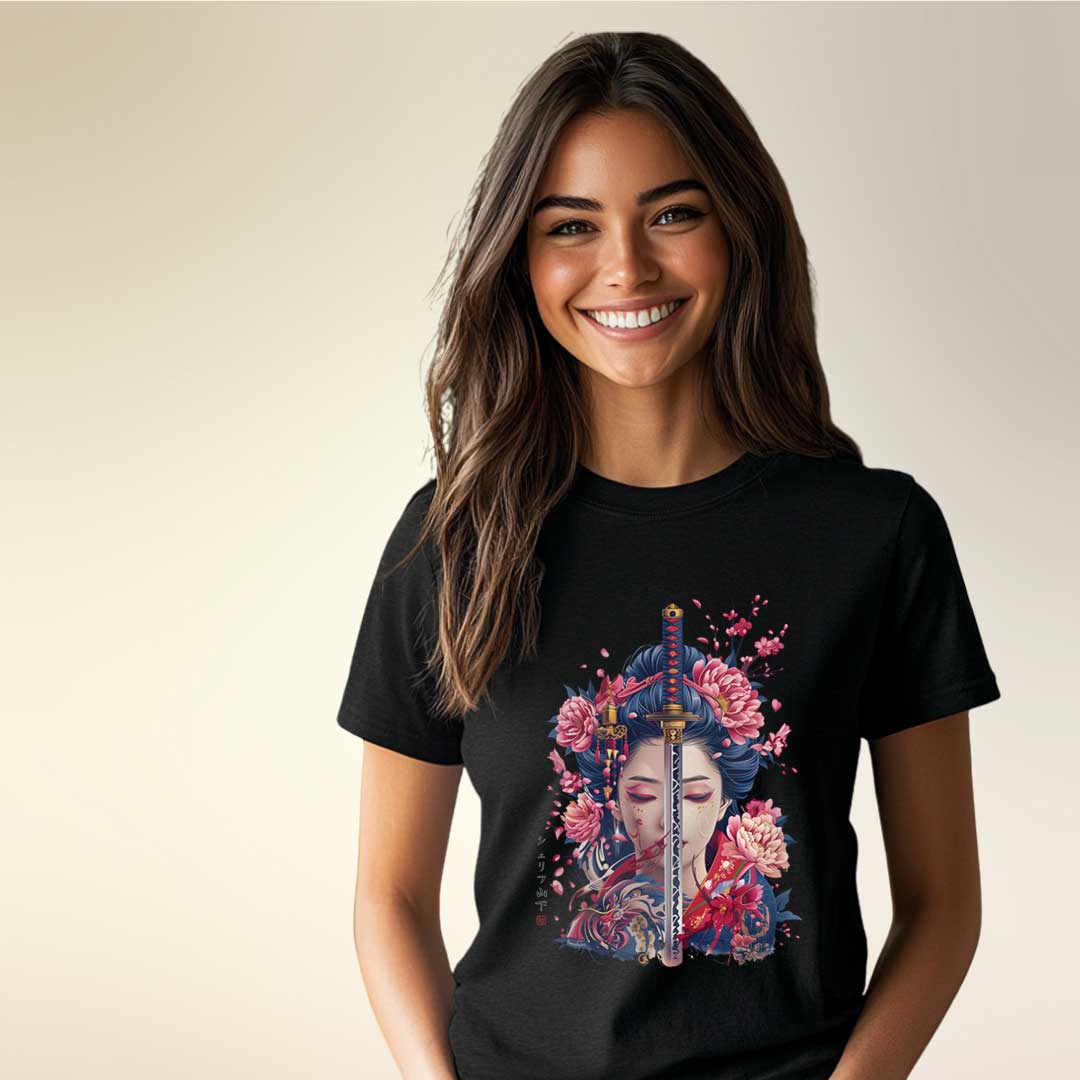 Japan Geisha & Sword Unisex T-Shirt im Tattoo-Style von YAMASHITA