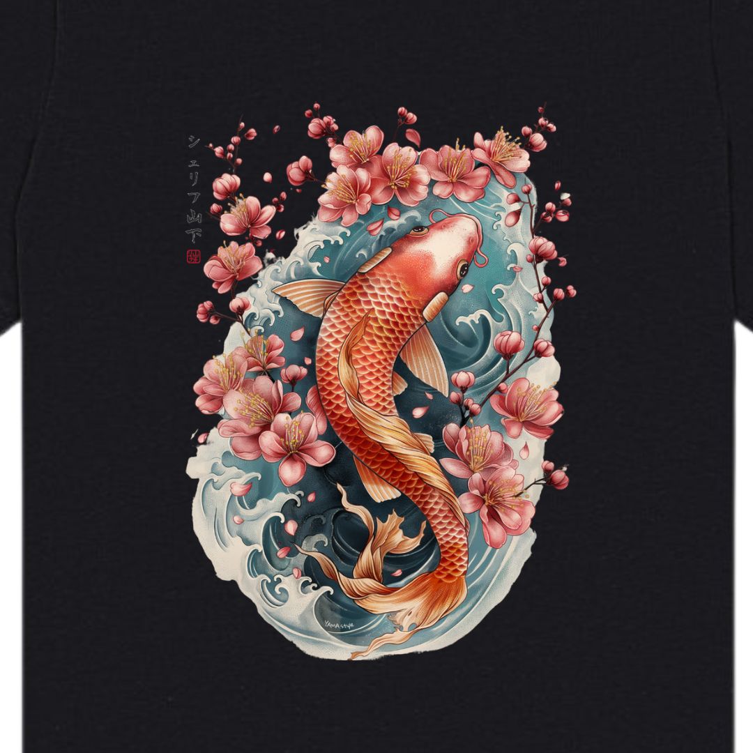 Japan Koi Unisex T-Shirt im Tattoo-Style von YAMASHITA