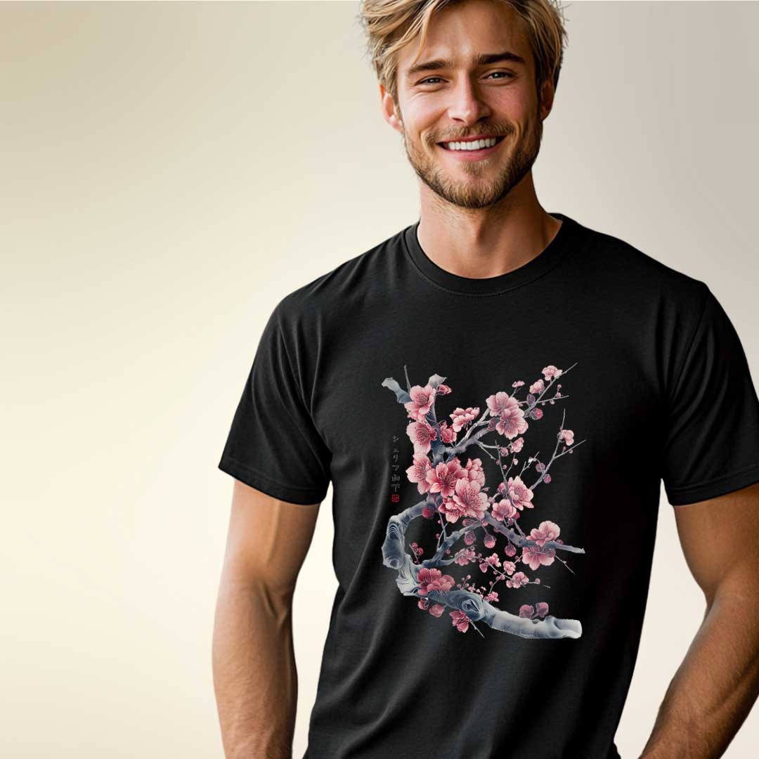 Japan Sakura Cherry Blossom Unisex T-Shirt im Tattoo-Style von YAMASHITA