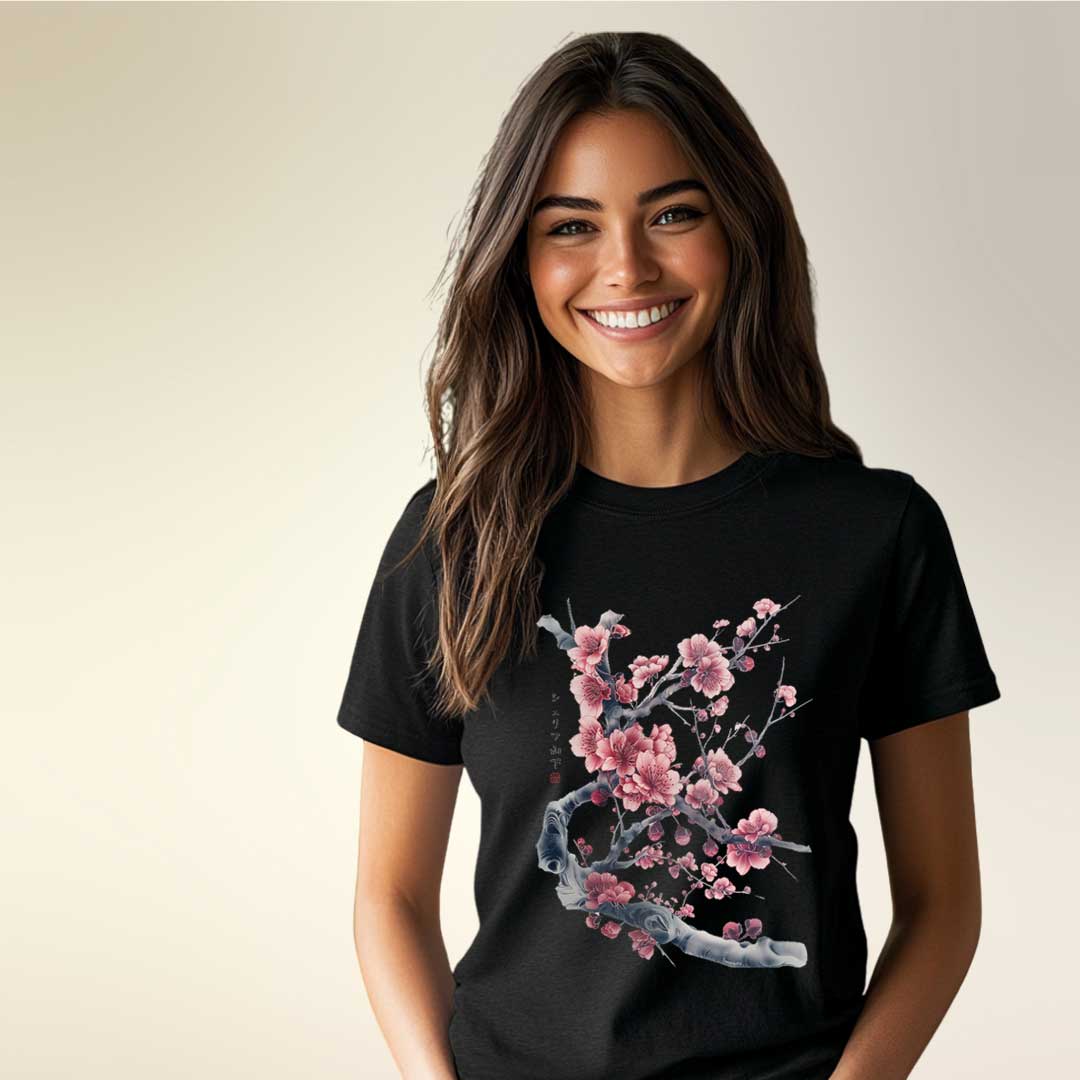Japan Sakura Cherry Blossom Unisex T-Shirt im Tattoo-Style von YAMASHITA