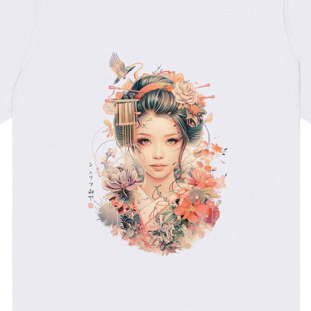 Japan Geisha Unisex T-Shirt im Vintage-Style von YAMASHITA