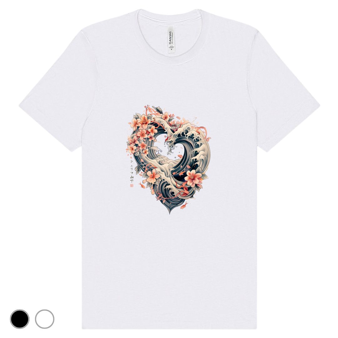 Japan Wave Heart Unisex T-Shirt im Vintage-Style von YAMASHITA