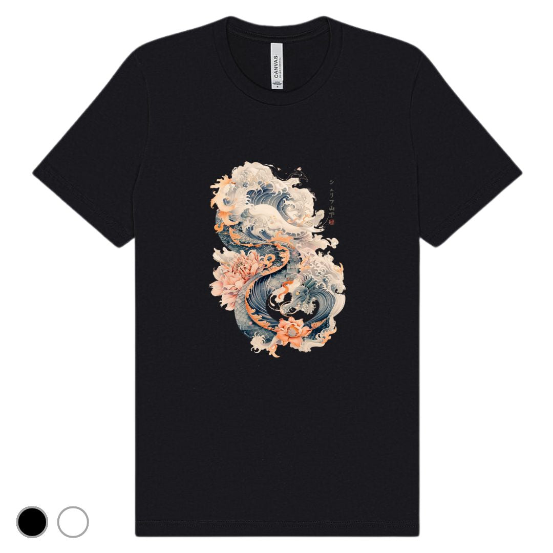 Japan Dragon & Waves Unisex T-Shirt im Vintage-Style von YAMASHITA