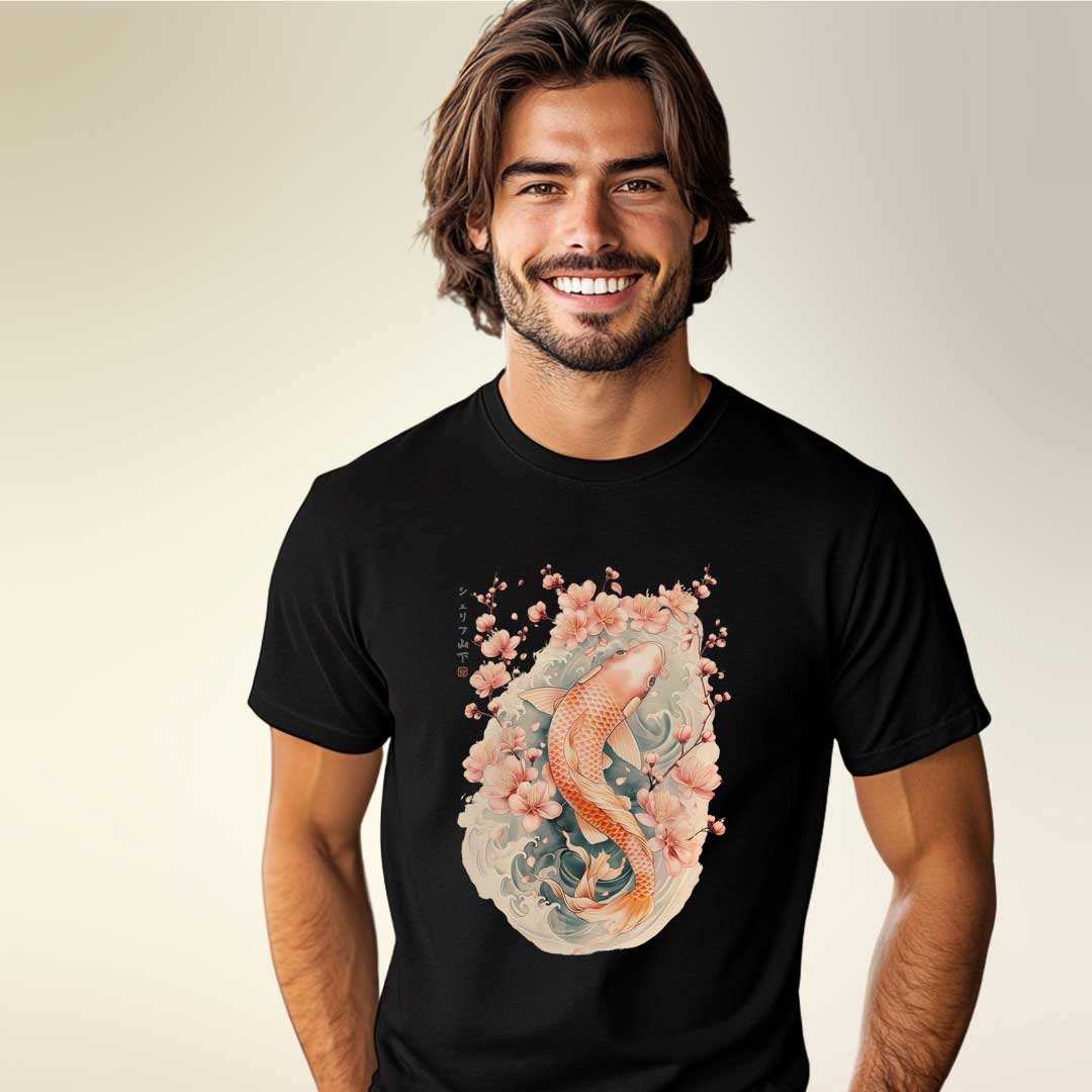 Japan Koi Unisex T-Shirt im Vintage-Style von YAMASHITA