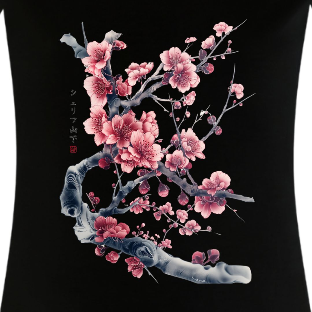 Japan Sakura Cherry Blossom Damen T-Shirt im Tattoo-Style von YAMASHITA