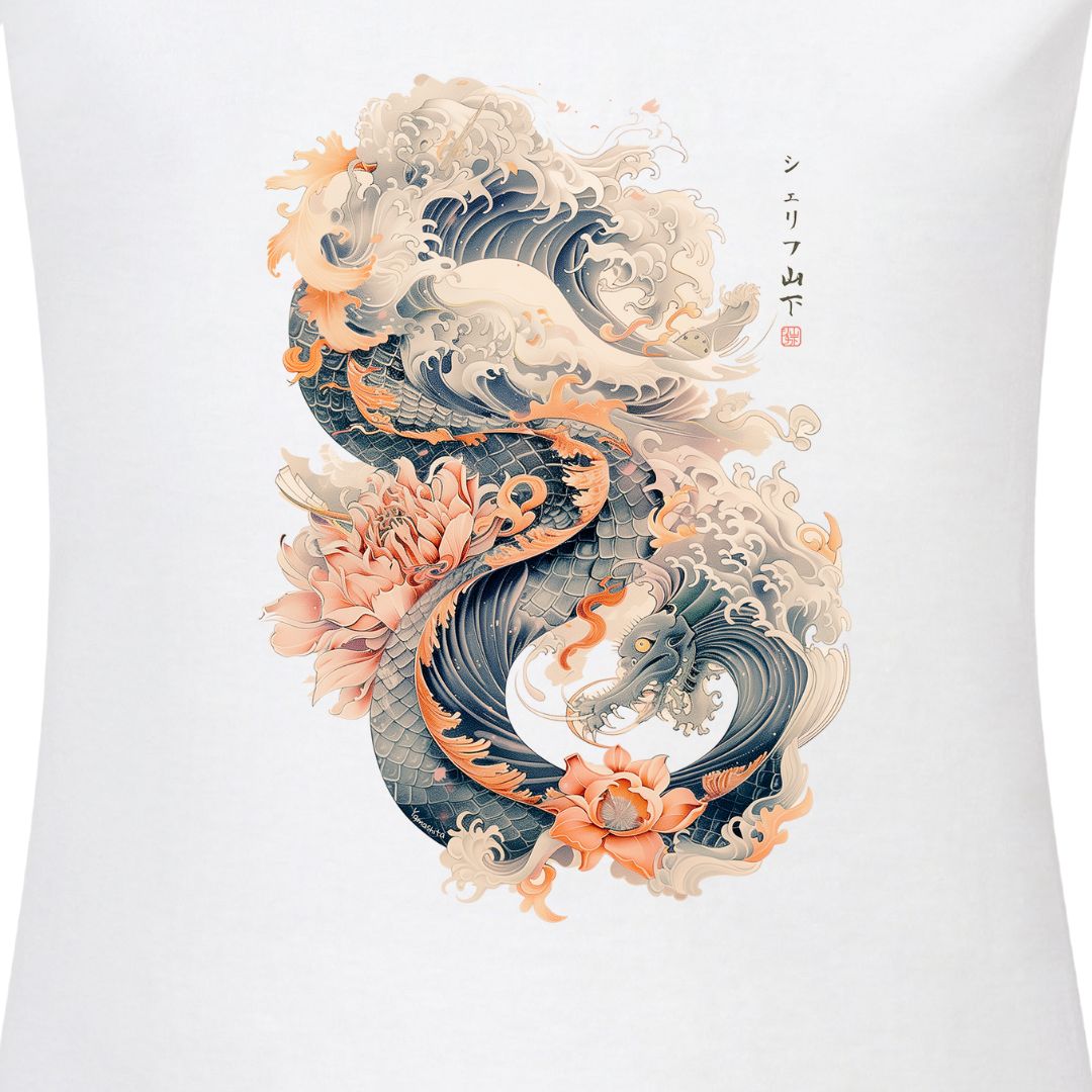 Japan Dragon & Waves Damen T-Shirt im Vintage-Style von YAMASHITA