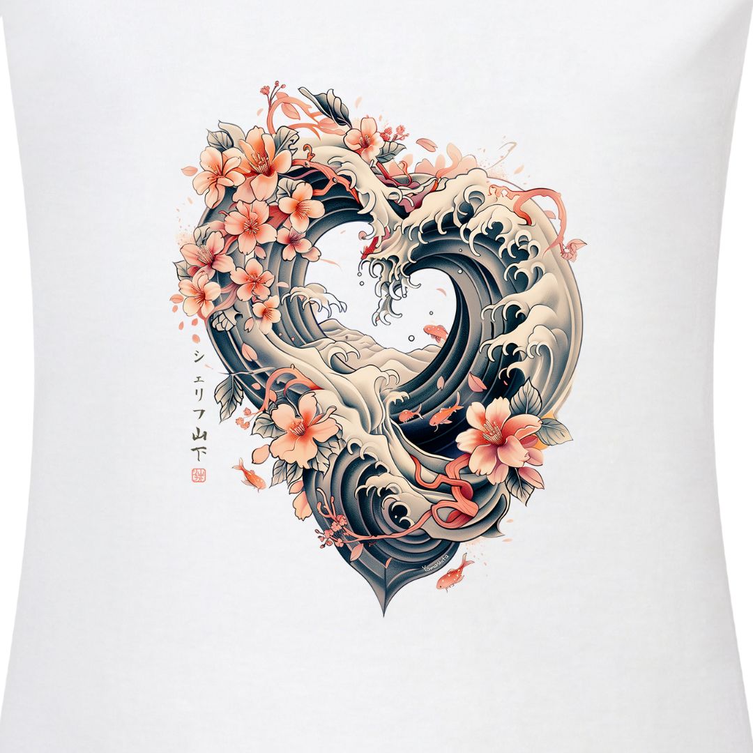 Japan Wave Heart Damen T-Shirt im Vintage-Style von YAMASHITA