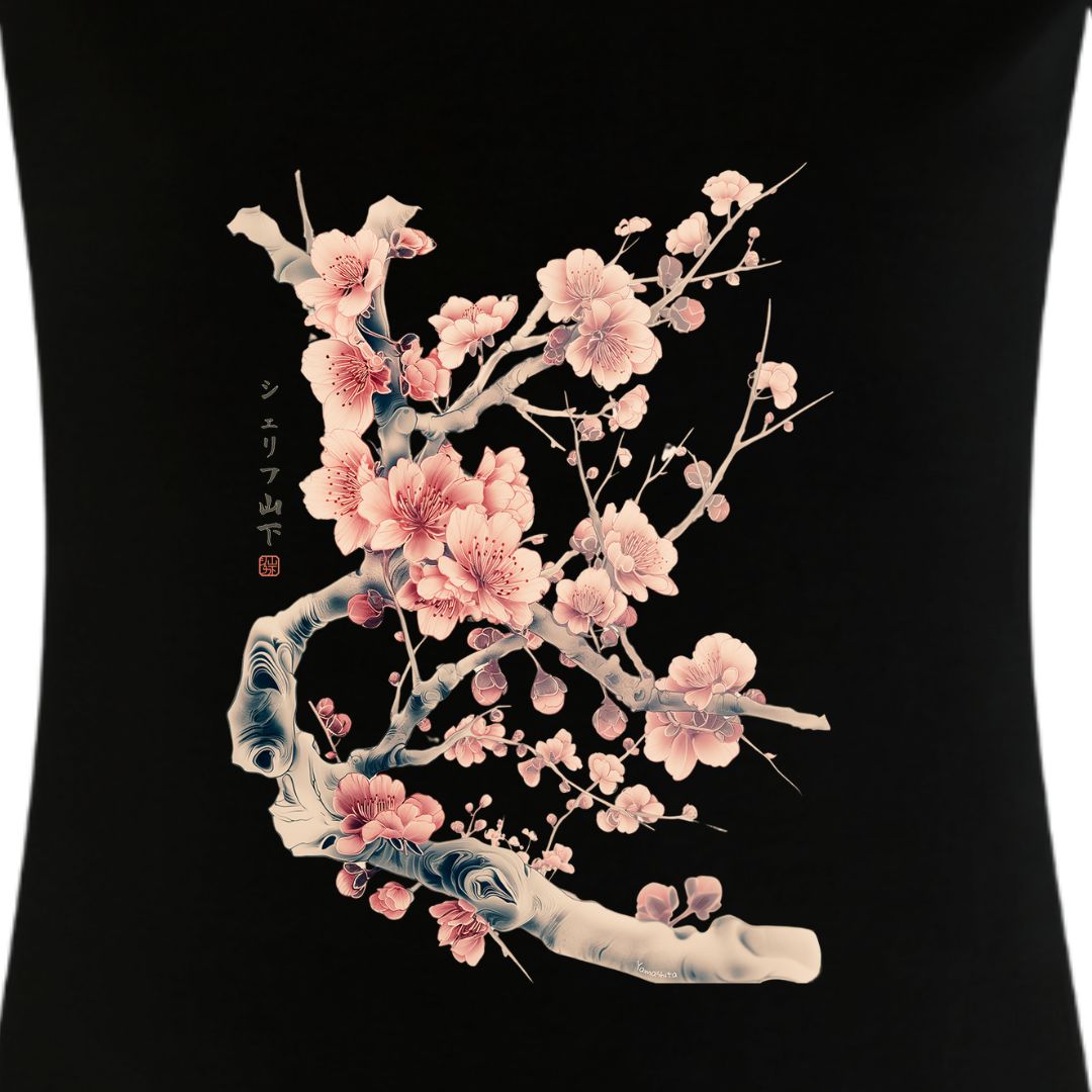 Japan Sakura Cherry Blossom Damen T-Shirt im Vintage-Style von YAMASHITA