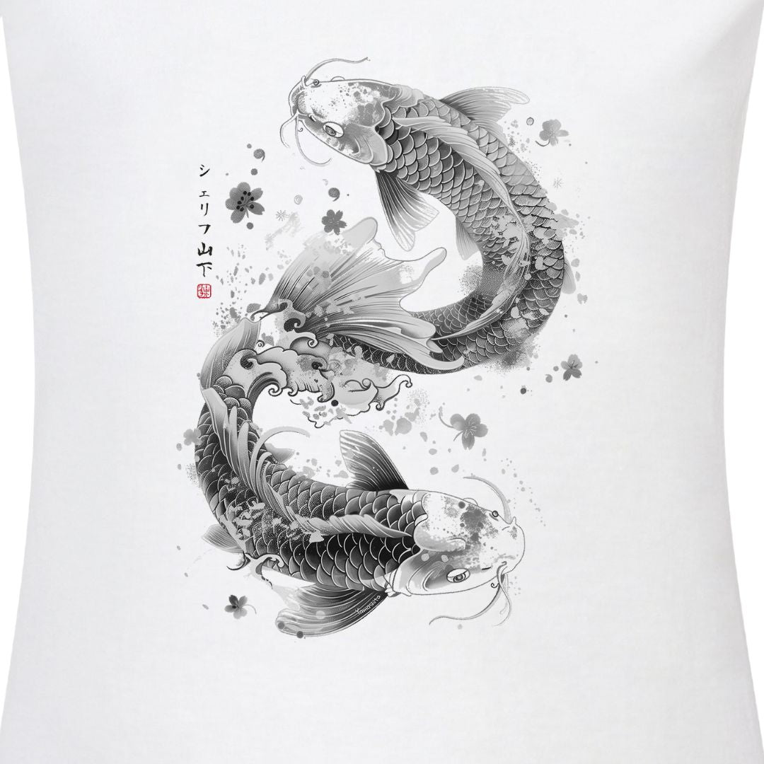 Japan Dancing Koi Damen T-Shirt im Sumi-e-Stil von YAMASHITA