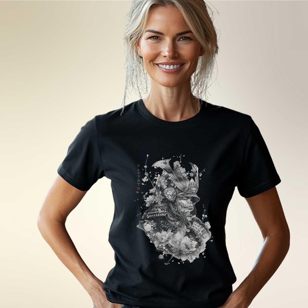 Japan Samurai Damen T-Shirt im Sumi-e-Stil von YAMASHITA