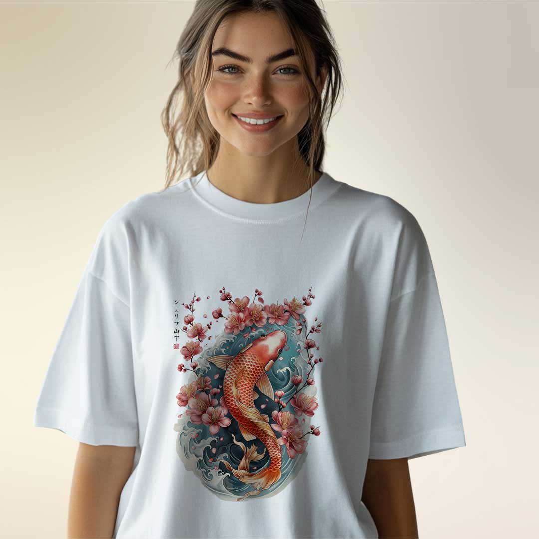 Japan Koi Unisex Oversized T-Shirt im Tattoo-Style von YAMASHITA