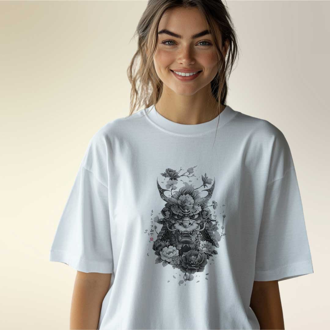 Japan Oni Unisex Oversized T-Shirt im Sumi-e-Stil von YAMASHITA