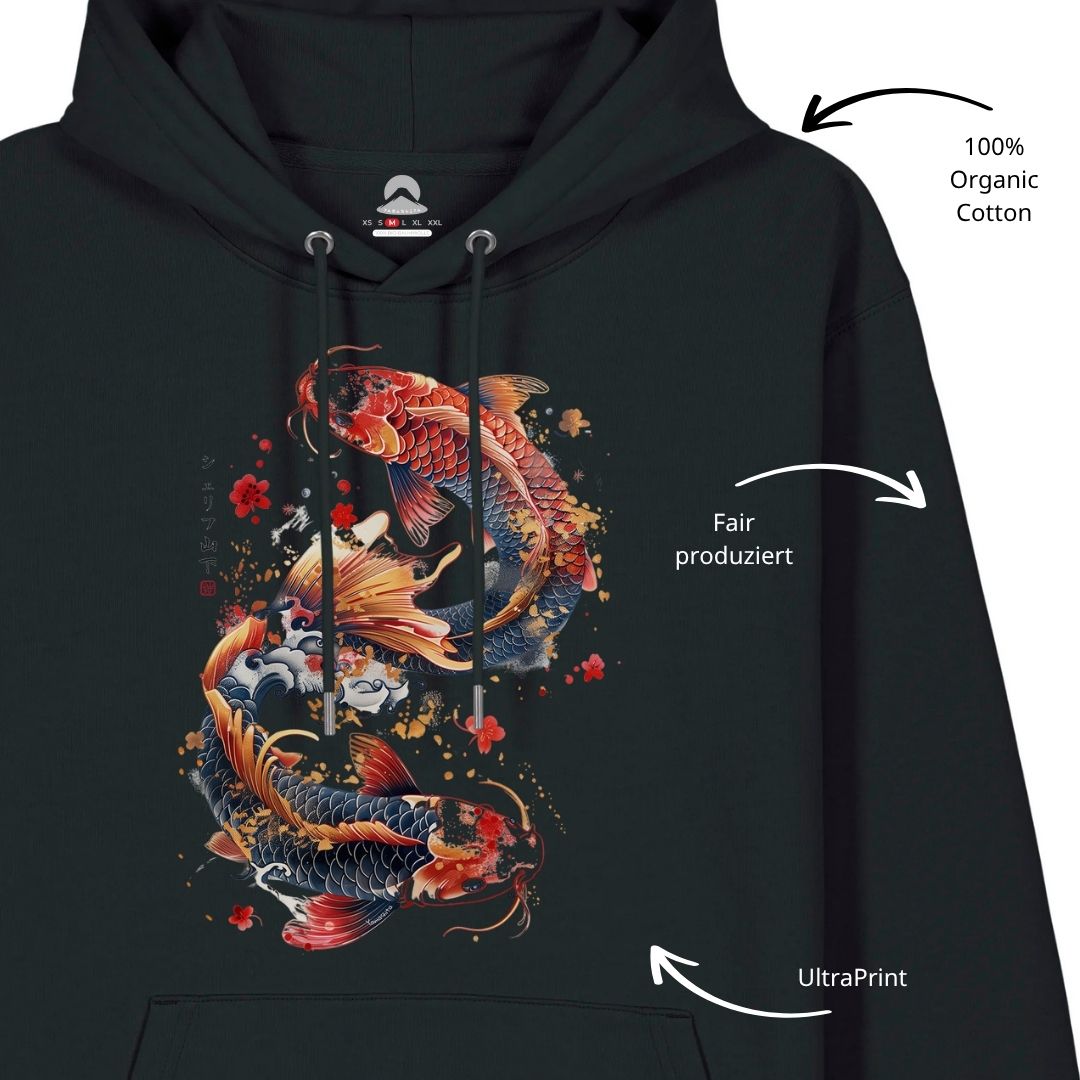 DANCING KOI – Visible Sign Hoodie (Unisex, Schwarz, Frontprint) | YAMASHITA
