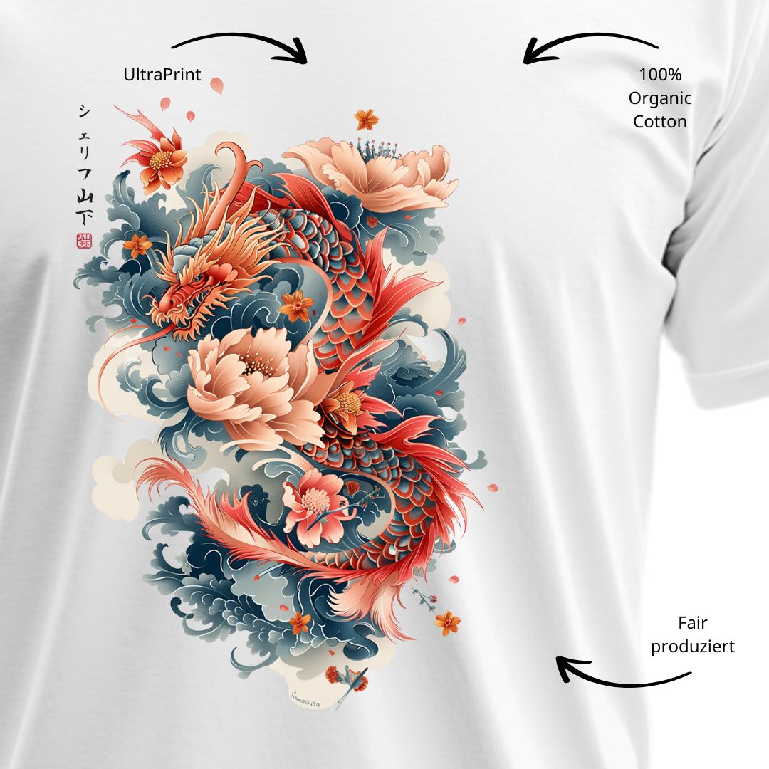 DRAGON & FLOWER – Visible Sign T-Shirt (Herren, Schwarz) | YAMASHITA