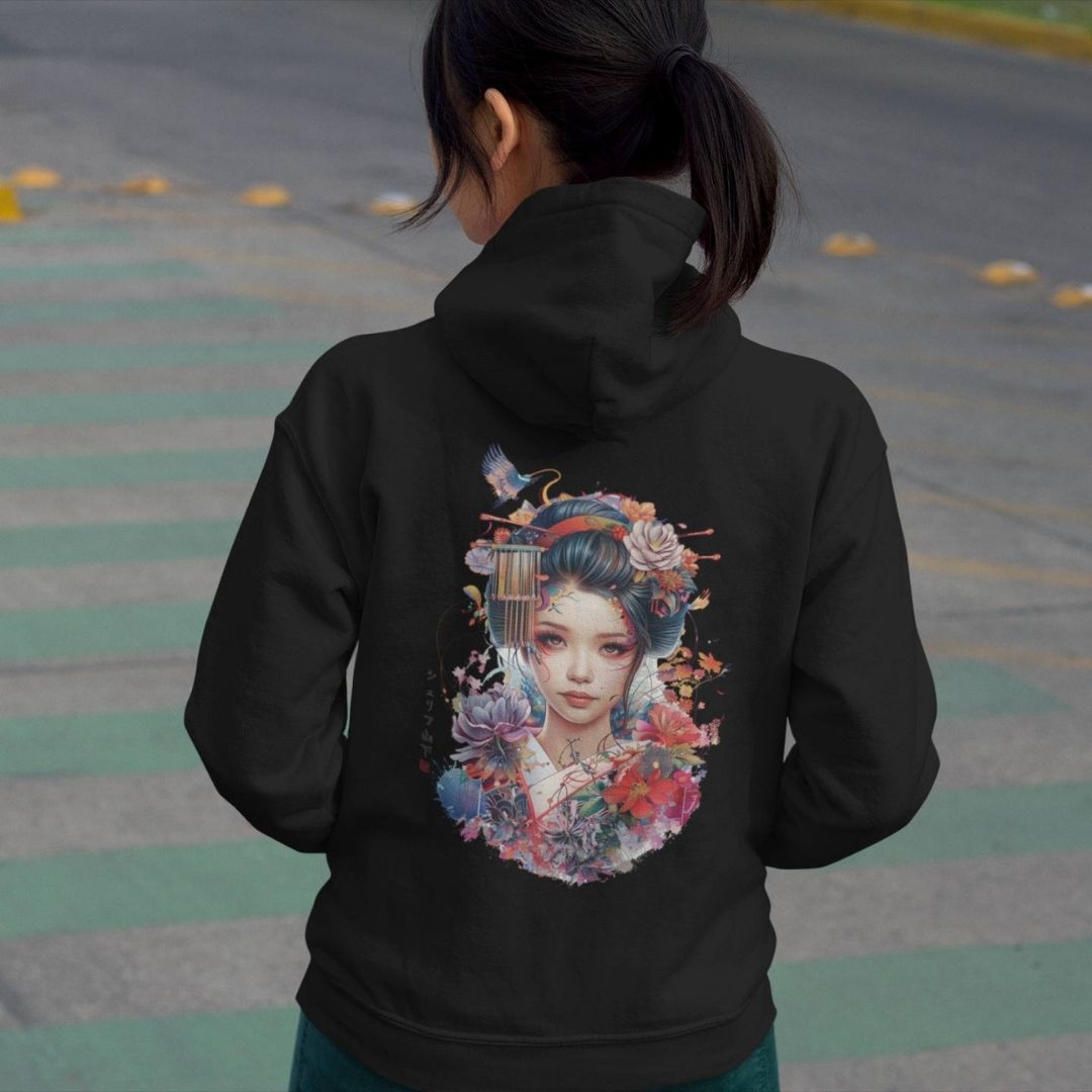 GEISHA – Visible Sign Hoodie (Unisex, Schwarz, Backprint) | YAMASHITA