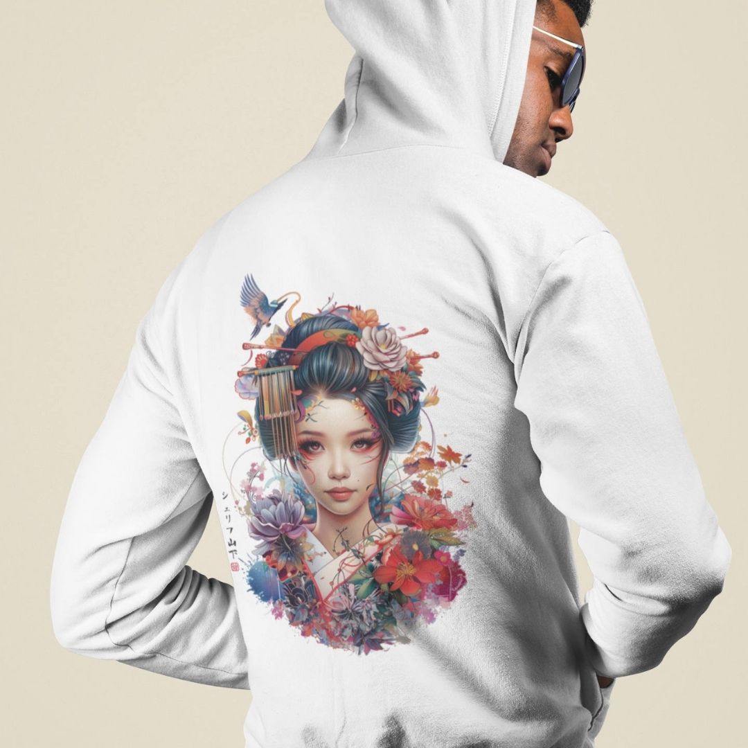 GEISHA – Visible Sign Hoodie (Unisex, Off-White, Backprint) | YAMASHITA