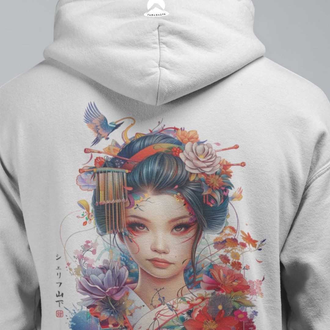 GEISHA – Visible Sign Hoodie (Unisex, Off-White, Backprint) | YAMASHITA