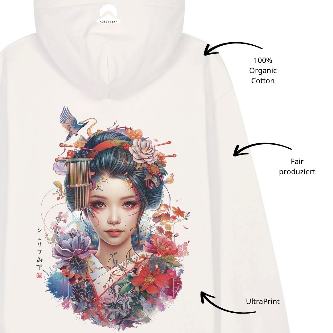 GEISHA – Visible Sign Hoodie (Unisex, Off-White, Backprint) | YAMASHITA