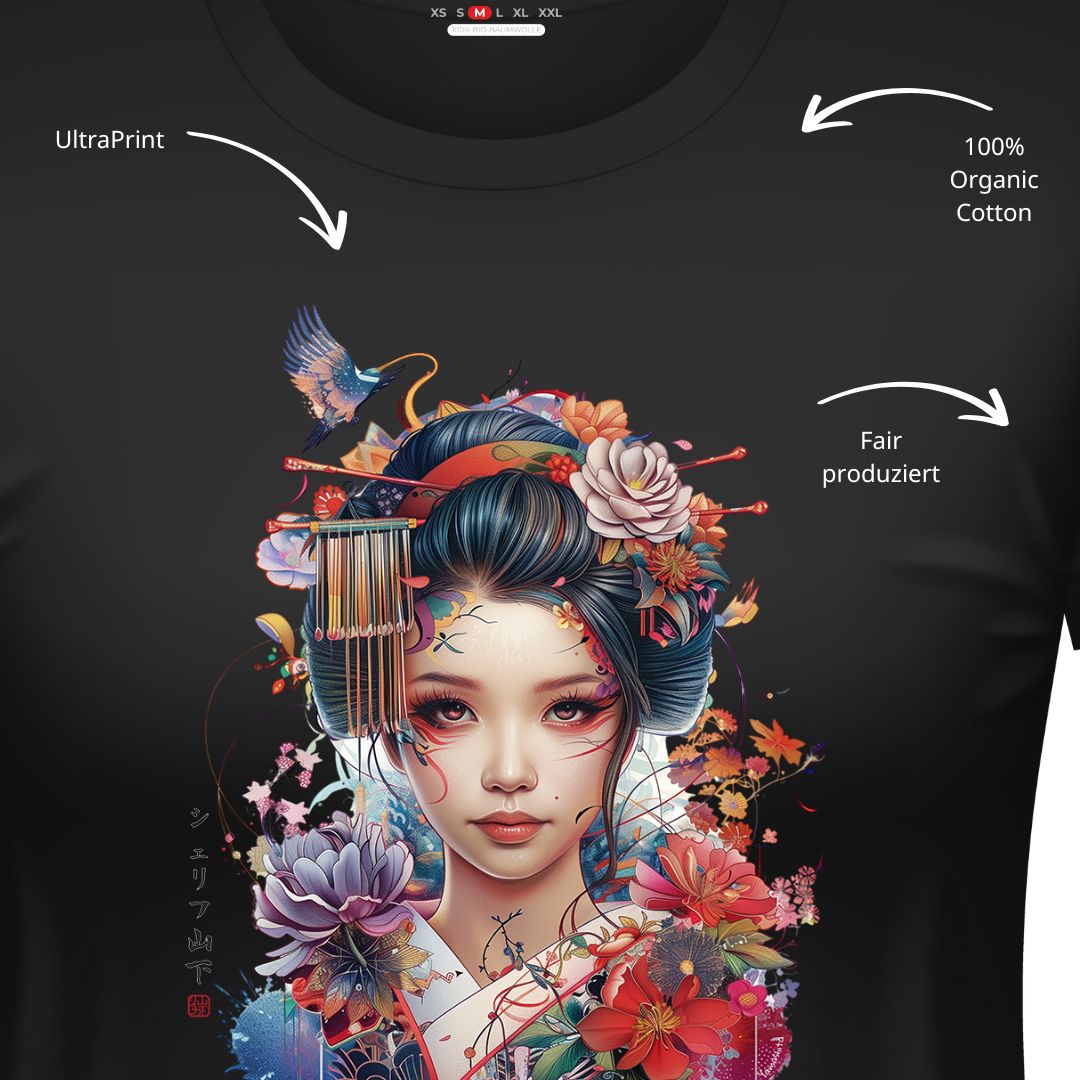 GEISHA – Visible Sign T-Shirt (Damen, Schwarz) | YAMASHITA