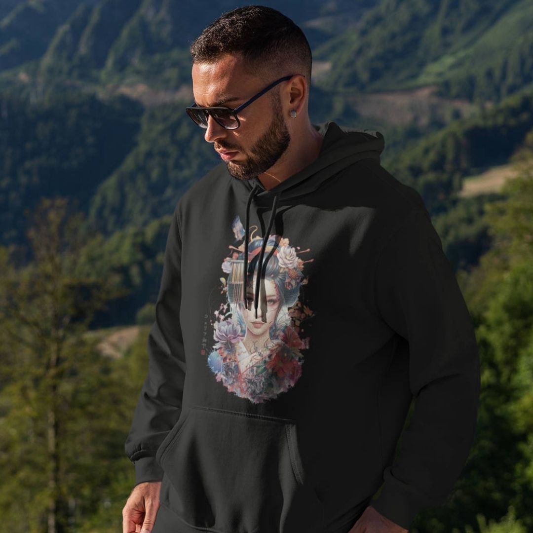 GEISHA – Visible Sign Hoodie (Unisex, Schwarz, Frontprint) | YAMASHITA