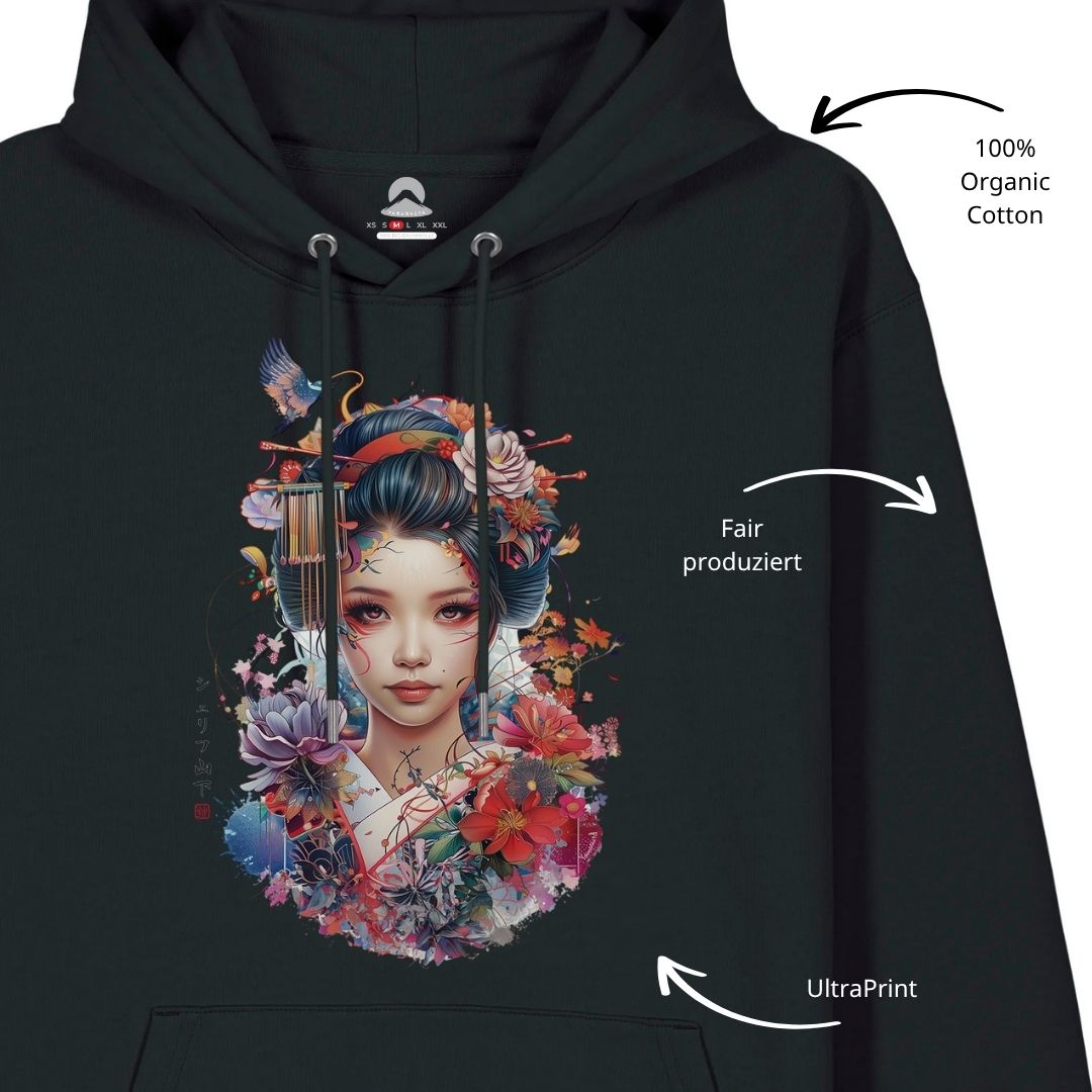 GEISHA – Visible Sign Hoodie (Unisex, Schwarz, Frontprint) | YAMASHITA