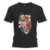 Japan Drachen Herren T-Shirt "Dragon & Flower" im Tattoo-Style von YAMASHITA in schwarz