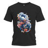 Japan Drachen Herren T-Shirt "Dragon & Waves" im Tattoo-Style von YAMASHITA in schwarz