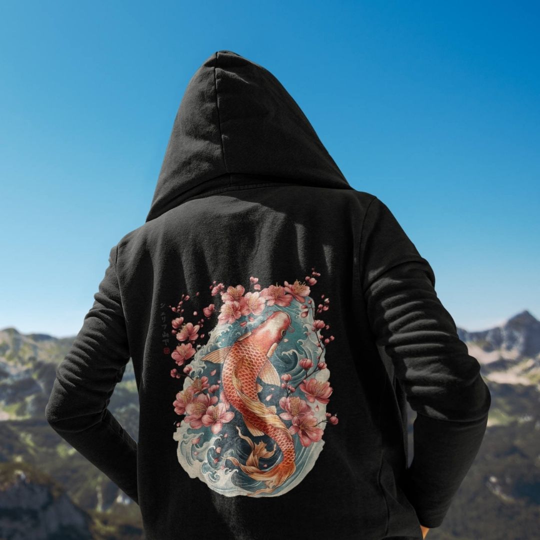 KOI – Visible Sign Hoodie (Unisex, Schwarz, Backprint) | YAMASHITA