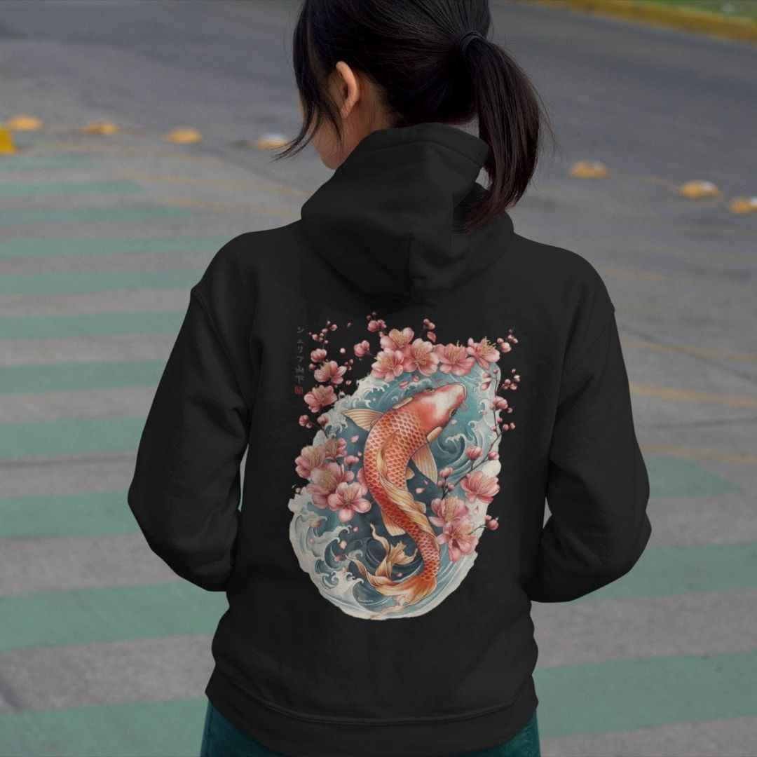 KOI – Visible Sign Hoodie (Unisex, Schwarz, Backprint) | YAMASHITA