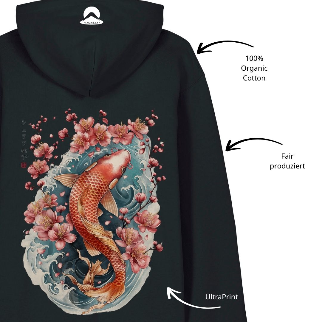 KOI – Visible Sign Hoodie (Unisex, Schwarz, Backprint) | YAMASHITA