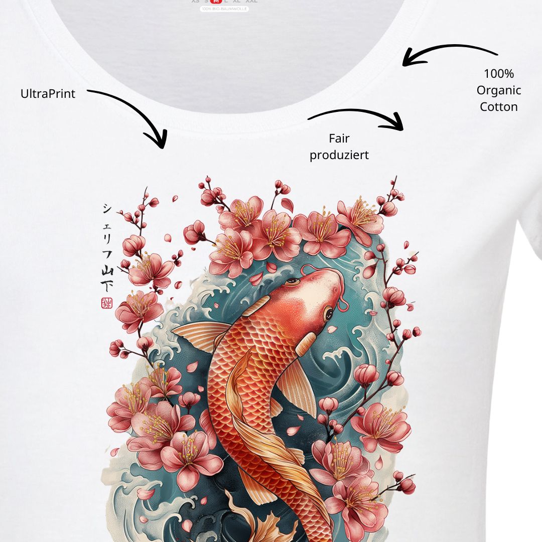 KOI – Visible Sign T-Shirt (Damen, Weiß) | YAMASHITA