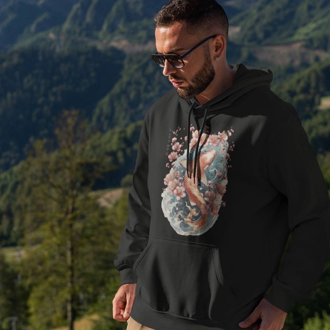 KOI – Visible Sign Hoodie (Unisex, Schwarz, Frontprint) | YAMASHITA
