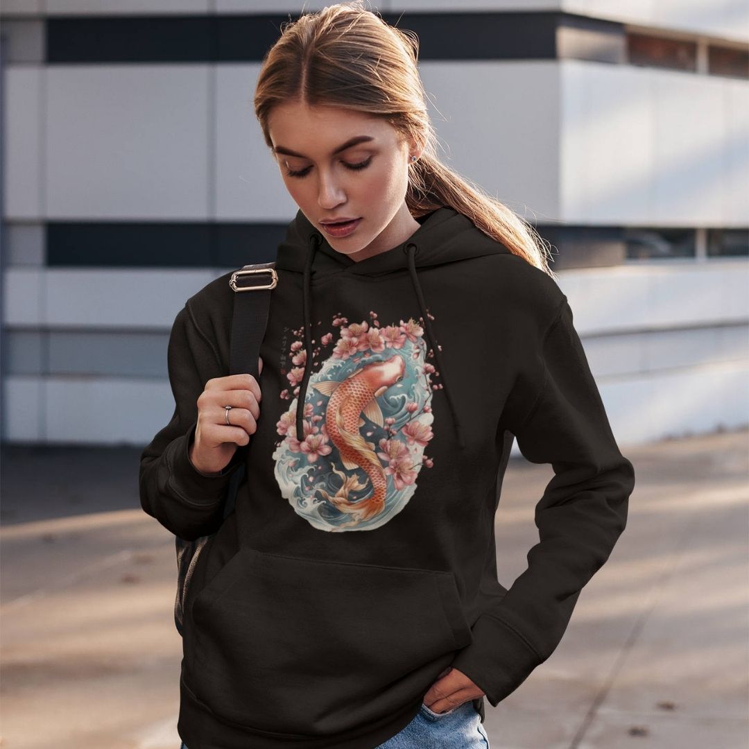 KOI – Visible Sign Hoodie (Unisex, Schwarz, Frontprint) | YAMASHITA