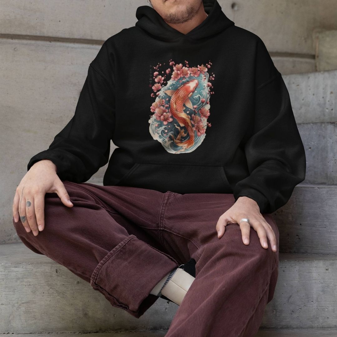 KOI – Visible Sign Hoodie (Unisex, Schwarz, Frontprint) | YAMASHITA