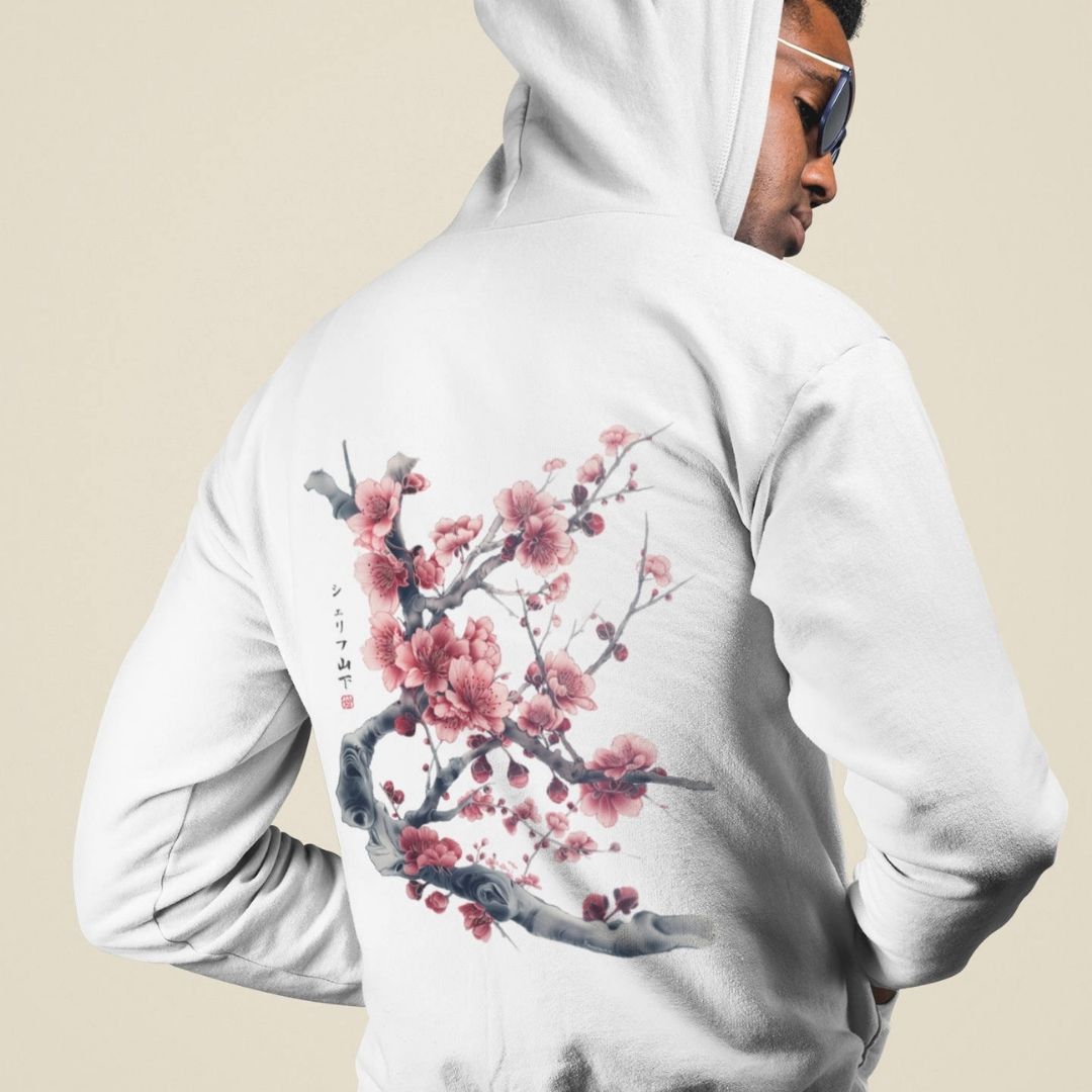 SAKURA – Visible Sign Hoodie (Unisex, Off-White, Backprint) | YAMASHITA